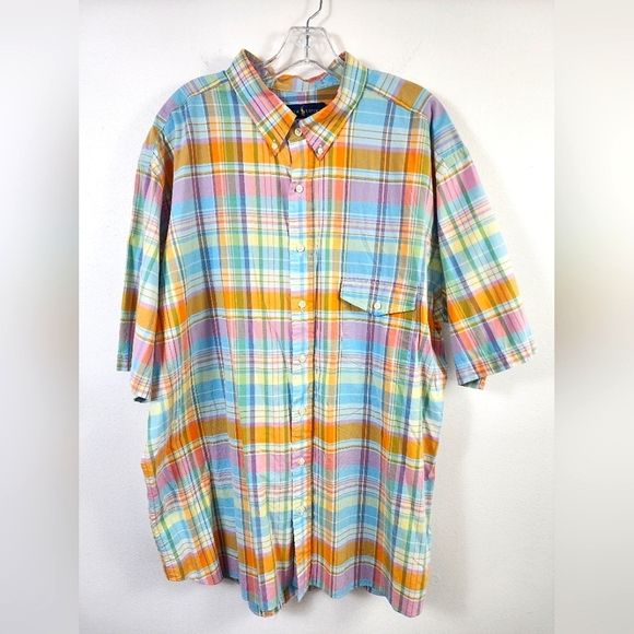 Ralph Lauren Men's Multicolor Plaid Shirt Beach Twill Sleeves Shirt, sz 2XL - Picture 14 of 16